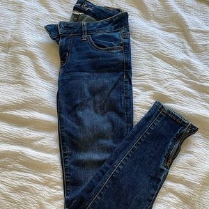 American Eagle Jegging Low Rise Skinny Crop Ankle Zip Zipper Capri Jeans 0